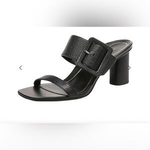 Vionic Brookell Heeled slide sandals 9.5 black pebbled leather Slip On heels